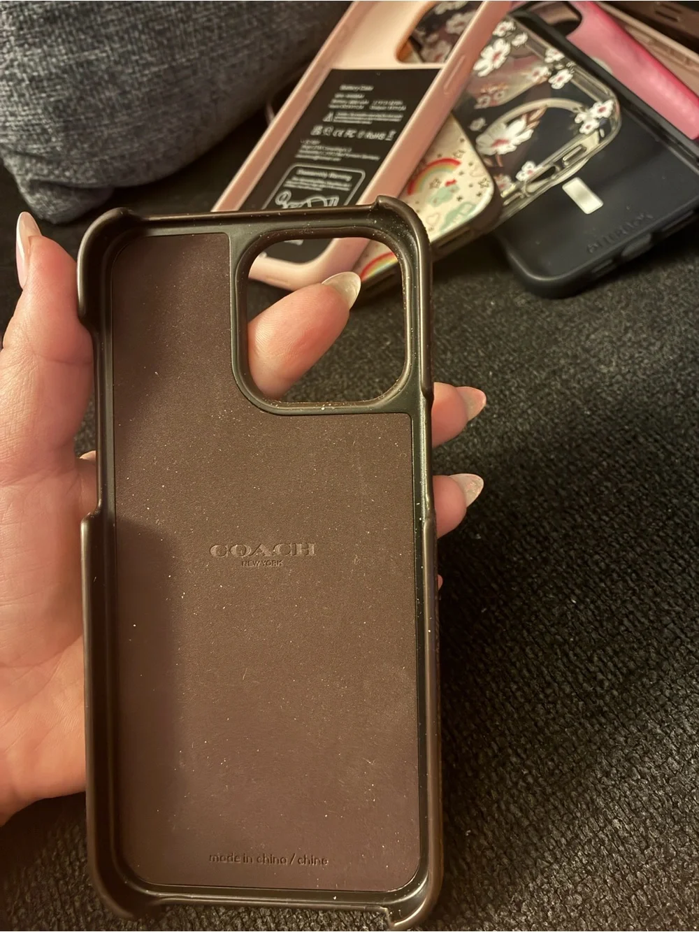 Coach Brown Signature Pattern Phone Case